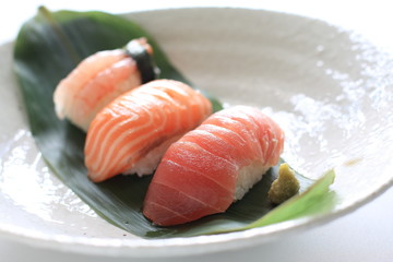 japanese food, assorted sushi with wasabi