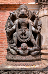 Stone relief, sculpture of God Shiva in Bhaktapur