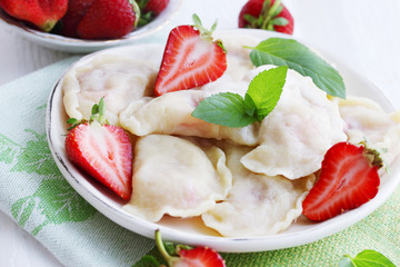 Dumplings with strawberries
