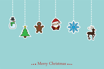 Vector christmas background wiht hanging ornaments