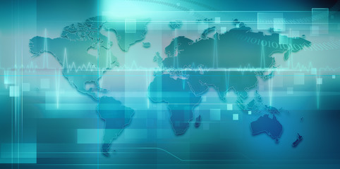 Abstract techno backgrounds with Earth map for your design