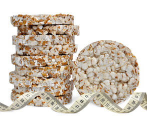 wheat slices with measuring tape