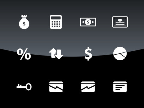 Economy icons on black background.