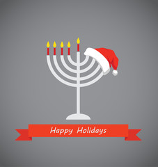 happy holidays, merry christmas and happy hanukkah