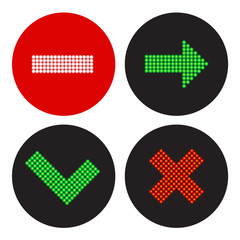 A set of icons in the style of a traffic light