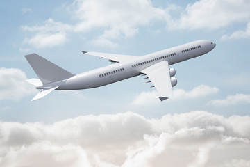 Naklejka premium 3D plane flying in the sky