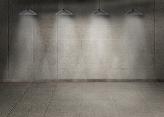 Dark room with lamps