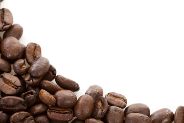 Corner of roasted coffee beans