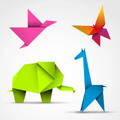 Fotobehang Geometrische dieren origami setje