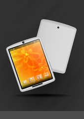Tablet PC With Orange Floral Background.