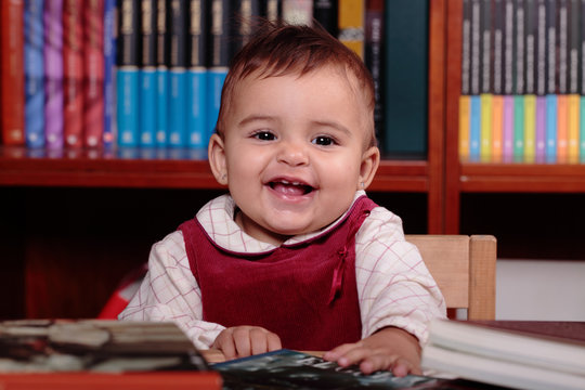 baby in library
