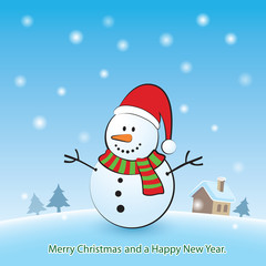 Merry Christmas background with snowman