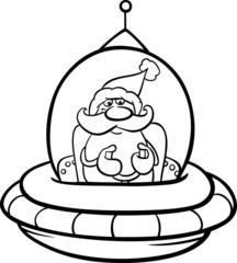 santa in spaceship coloring page