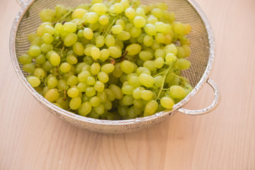Green grapes in healthy eating concept