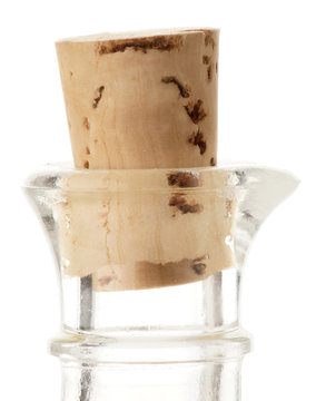 Cork plug in bottle neck, close-up