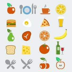 Vector food icons set in flat style