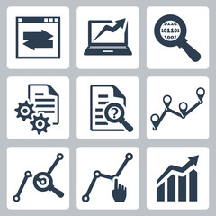 Vector data analysis icons set