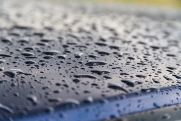 drops of water on the car after rain