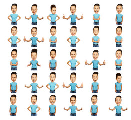 set of emotional bighead woman