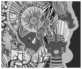 Three abstract African girls