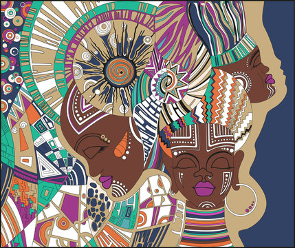 Three abstract African girls