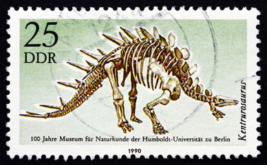 Postage stamp GDR 1990 Kentrurosaurus, Dinosaur, Extinct Animal