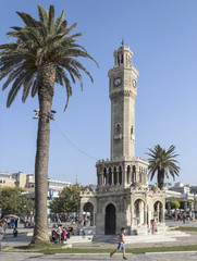 Fototapeta premium Historical Clock Tower of Izmir, Turkey.