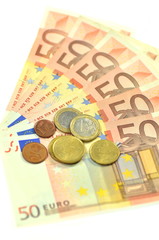 Banknoty euro i monety