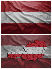 Austria flag and map collage