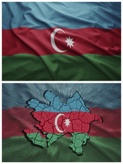 Azerbaijan flag and map collage