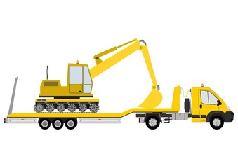 Truck with excavator