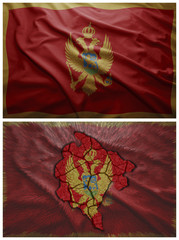 Montenegro flag and map collage