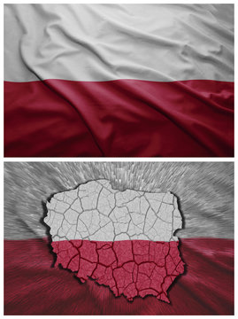 Fototapeta Poland flag and map collage