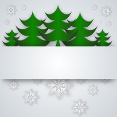 snowflakes and tree on a paper background