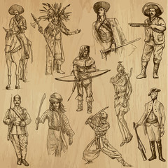 Fototapeta na wymiar Soldiers, Warriors and Heroes (no.1) - Hand drawn illustrations