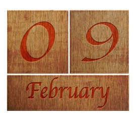 Wooden calendar February 9.