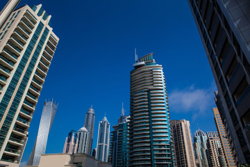 high building skyscraper, facade with balcony
