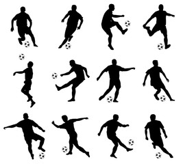 soccer players detailed silhouettes set - vector