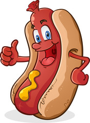 Hot Dog Thumbs Up Cartoon Character
