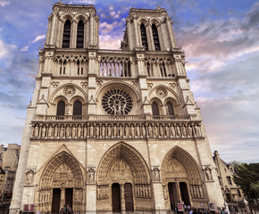 Fototapeta na wymiar Notre Dame Cathedral with beautiful sky, Paris