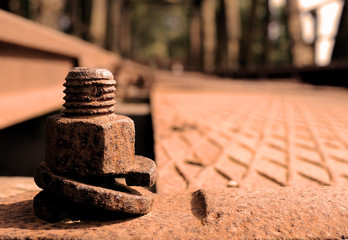 old bolt in a abandoned railway