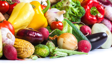 Group of fresh vegetables isolated on a white background