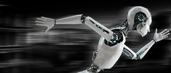 robot android running speed concept