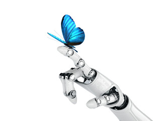 robot hand and butterfly