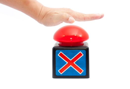 hand push a red button for show wrong sign