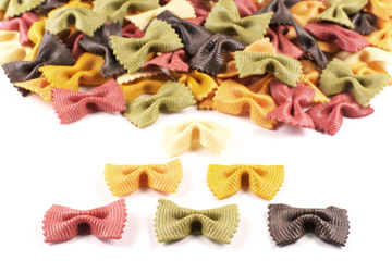 Pasta in the shape of bows, colorful