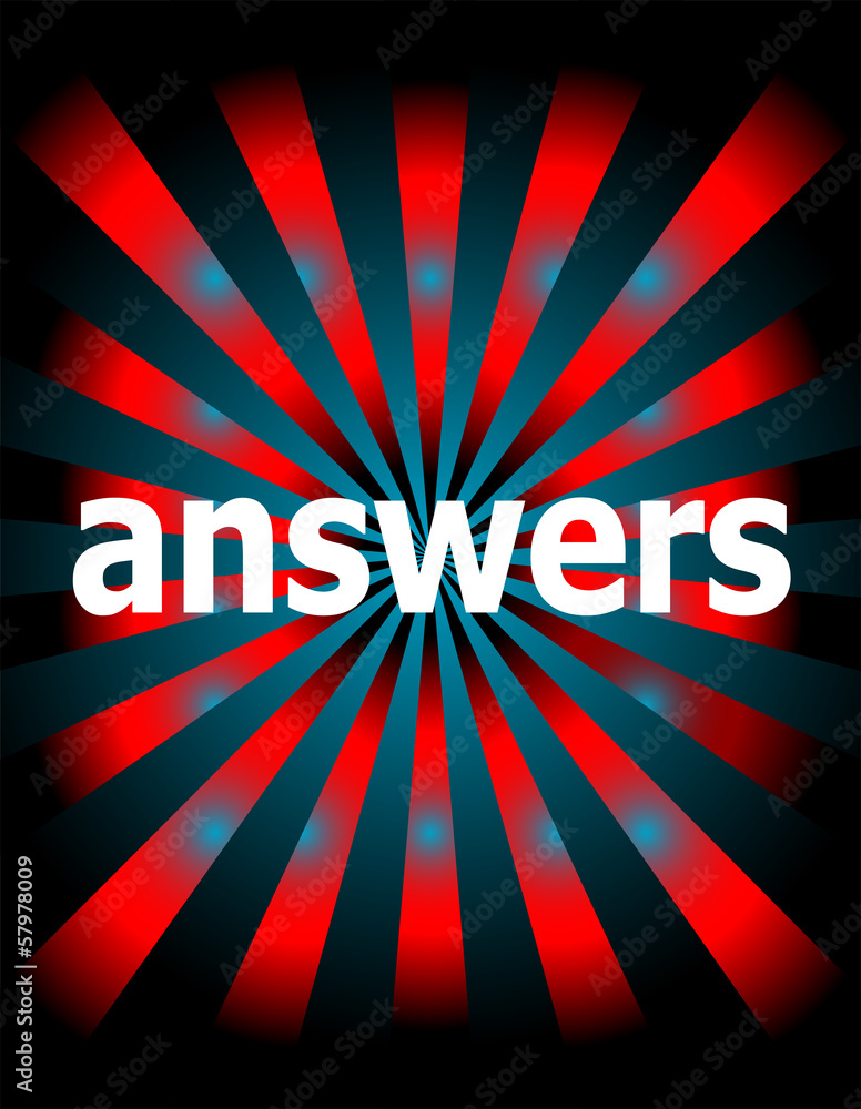 Poster template with modern sunburst and answers text