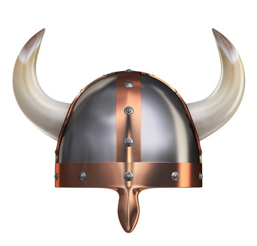 Viking Helmet isolated on White Background. Clipping path. 3D illustration