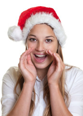 Rufende Frau mit Nikolausmütze