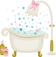 Vintage vector bath illustration.